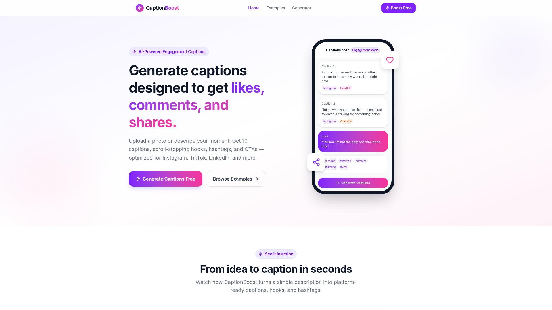 CaptionBoost website preview