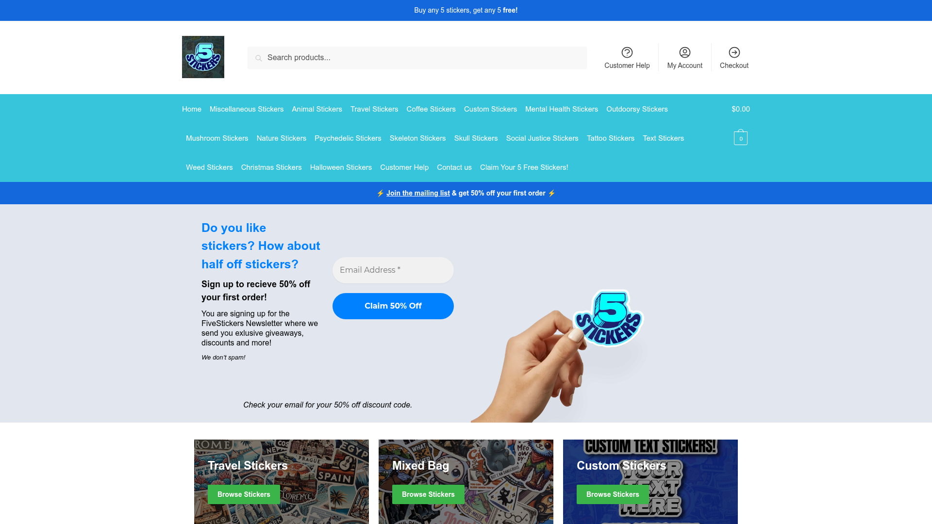 FiveStickers website preview