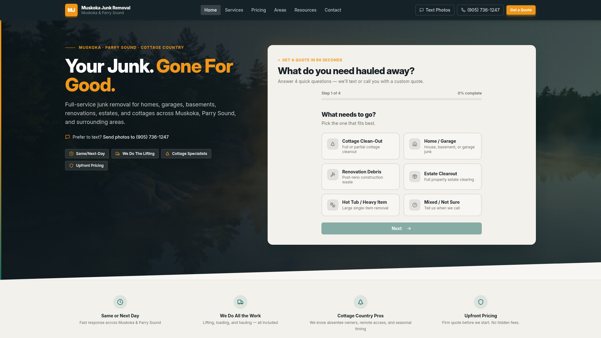 Muskoka Junk Removal website preview