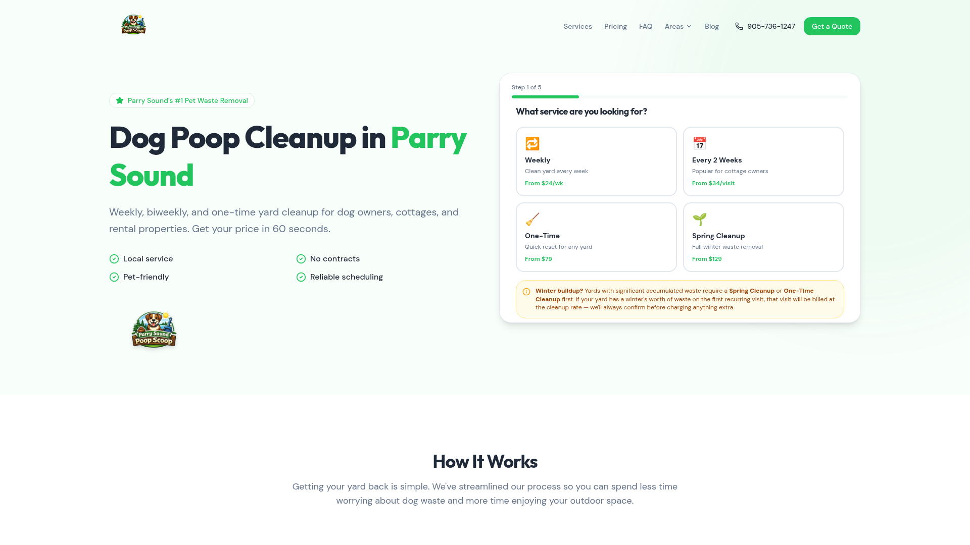 Parry Sound Poop Scoop website preview